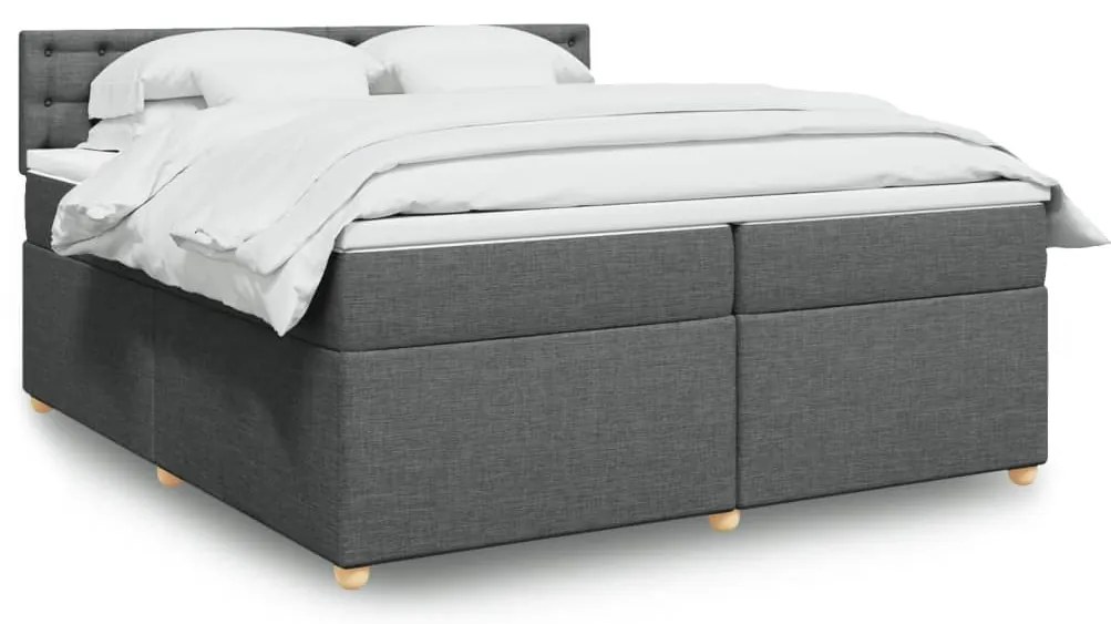 vidaXL Κρεβάτι Boxspring με Στρώμα Σκούρο Γκρι 200x200 εκ. Υφασμάτινο