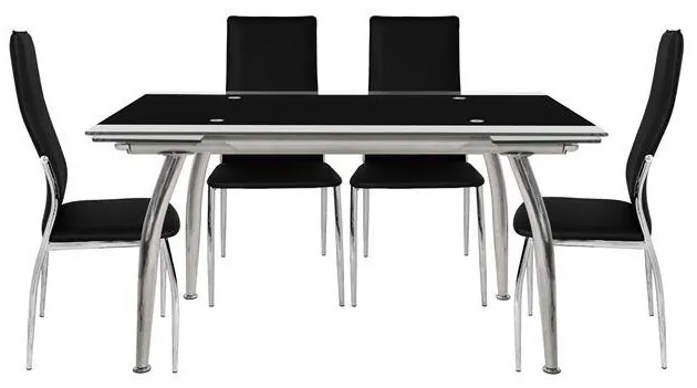 Σετ τραπεζαρίας C10012.02 5τμχ με Τραπέζι LOCA 120x80x75εκ. & Καρέκλες KIM Μαύρες