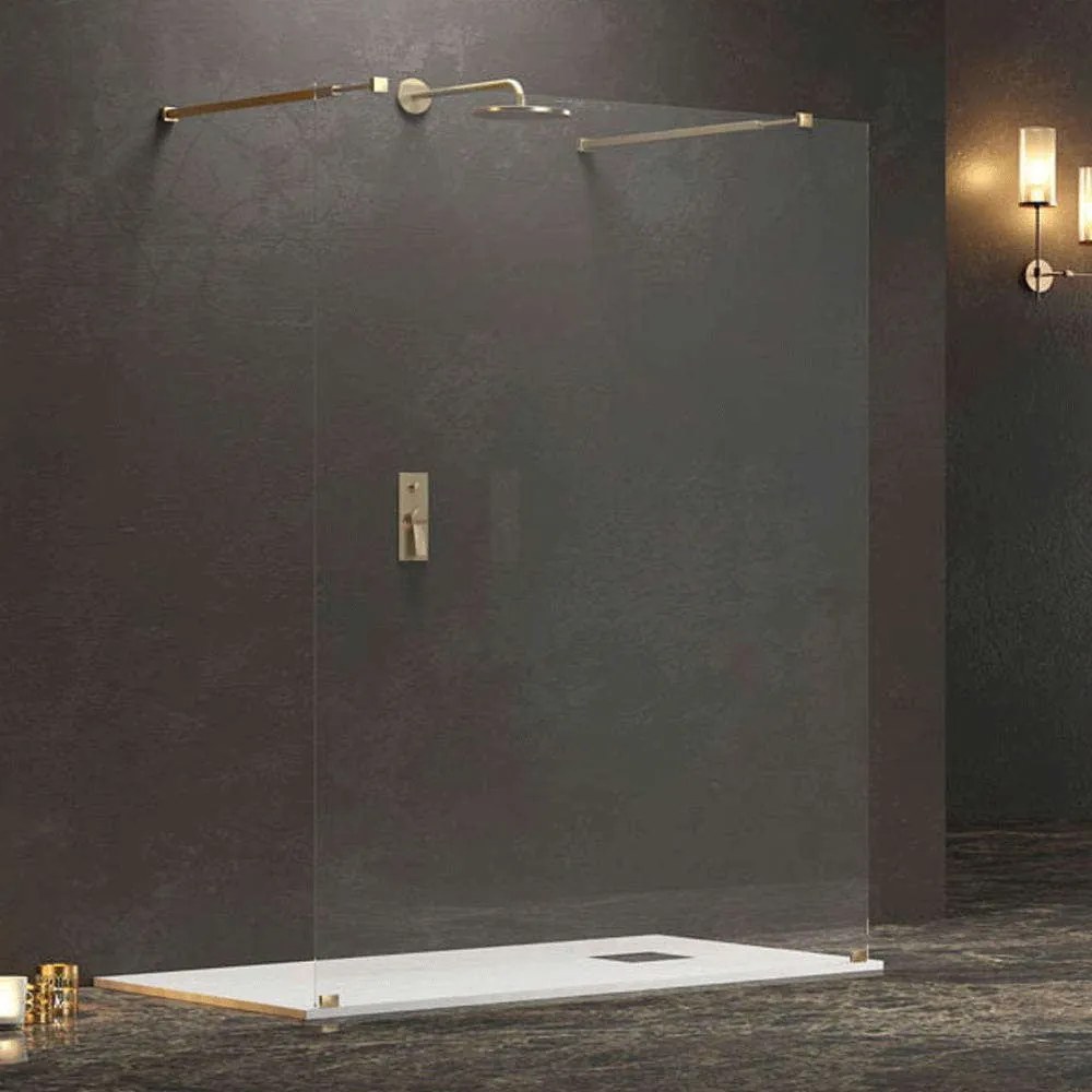 Πάνελ Ντουζιέρας Σταθερό Walkin 3 WAL3O118 Clear-Gold Karag 118X200 Αλουμίνιο