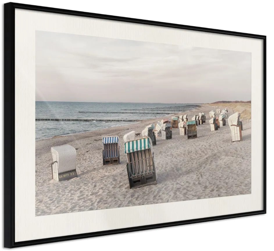 Αφίσα - Baltic Beach Chairs - 30x20 - Μαύρο - Με πασπαρτού