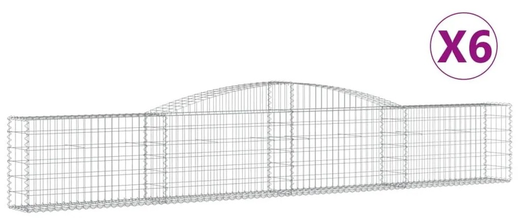 Συρματοκιβώτια Τοξωτά 6 τεμ. 400x30x60/80 εκ. Γαλβαν. Ατσάλι - Ασήμι