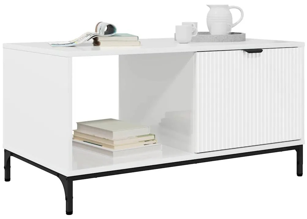 vidaXL Τραπεζάκι σαλονιού Γυαλιστερό λευκό 90 x 49 x 46 εκ.