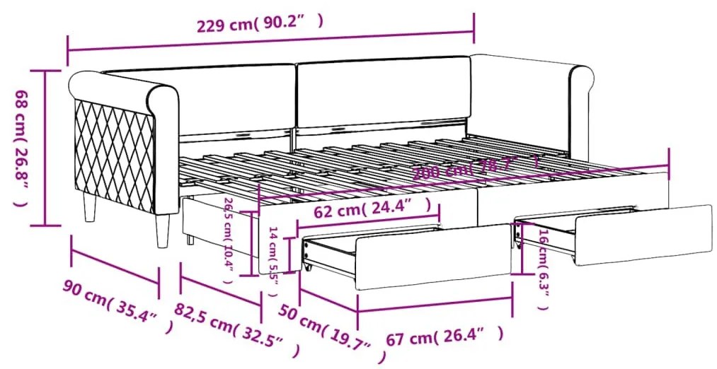 Καναπές Κρεβάτι Συρόμενος Κίτρινο 80x200εκ. Βελούδινος Συρτάρια - Κίτρινο