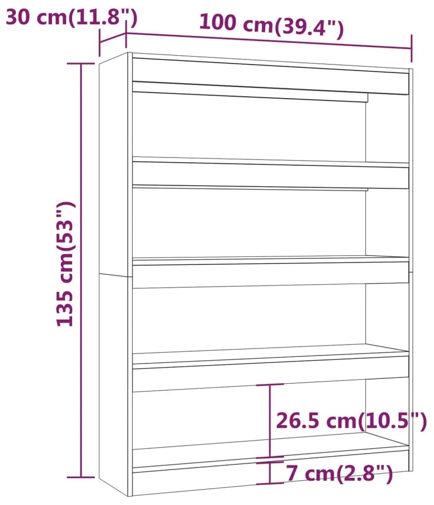 Βιβλιοθήκη/Διαχωριστικό Χώρου Μαύρο 100x30x135 εκ. - Μαύρο