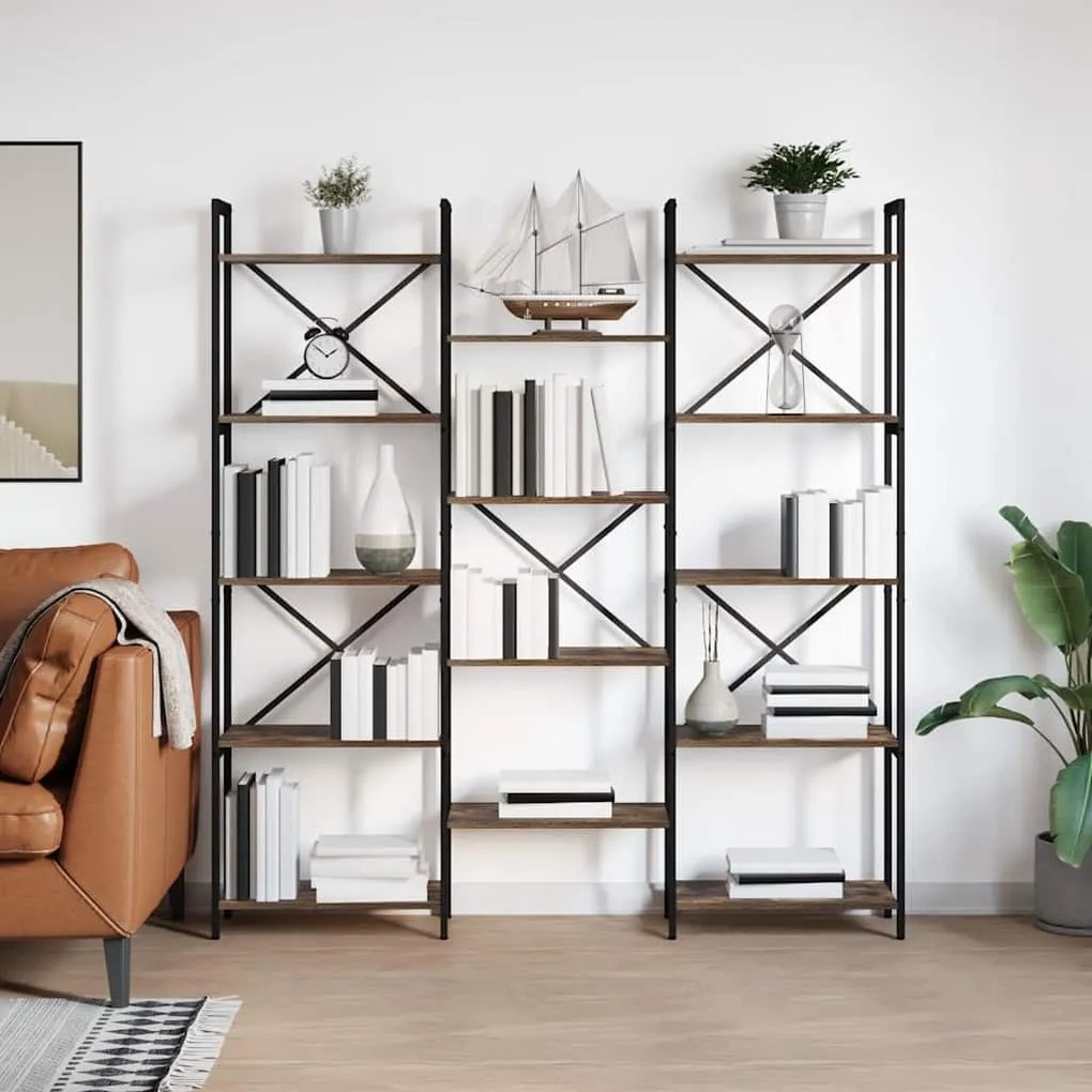 vidaXL Ράφι Βιβλίων Καπνιστή δρυς 156 x 25 x 167.5 εκ