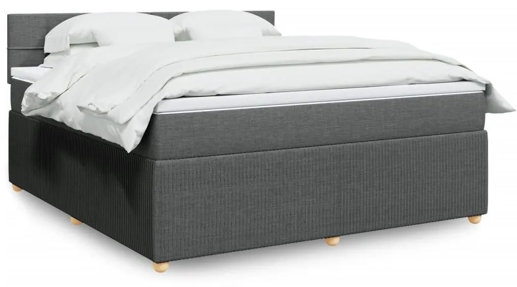 ΚΡΕΒΑΤΙ BOXSPRING ΜΕ ΣΤΡΩΜΑ ΣΚΟΥΡΟ ΓΚΡΙ 180X200 ΕΚ ΥΦΑΣΜΑΤΙΝ 3287536