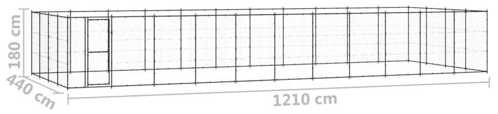 vidaXL Κλουβί Σκύλου Εξωτερικού Χώρου 53,24 μ² από Ατσάλι