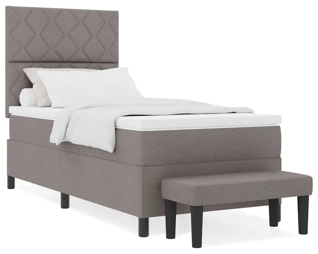 vidaXL Κρεβάτι με ελατήρια με στρώμα Taupe 100 x 200 cm ύφασμα