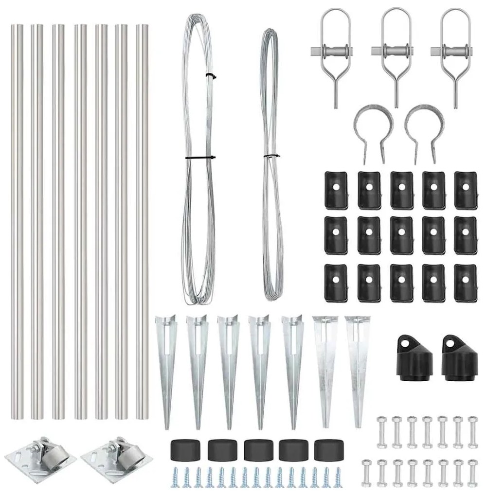 vidaXL Πό posts φράχτη 7 pcs Ασημί Ø32mm 80 εκ Γαλβανισμένος χάλυβας