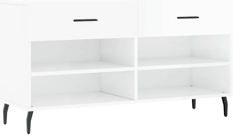 vidaXL Παπουτσοθήκη Γυαλιστερό Λευκό 102x35x55 εκ. Επεξεργασμένο Ξύλο