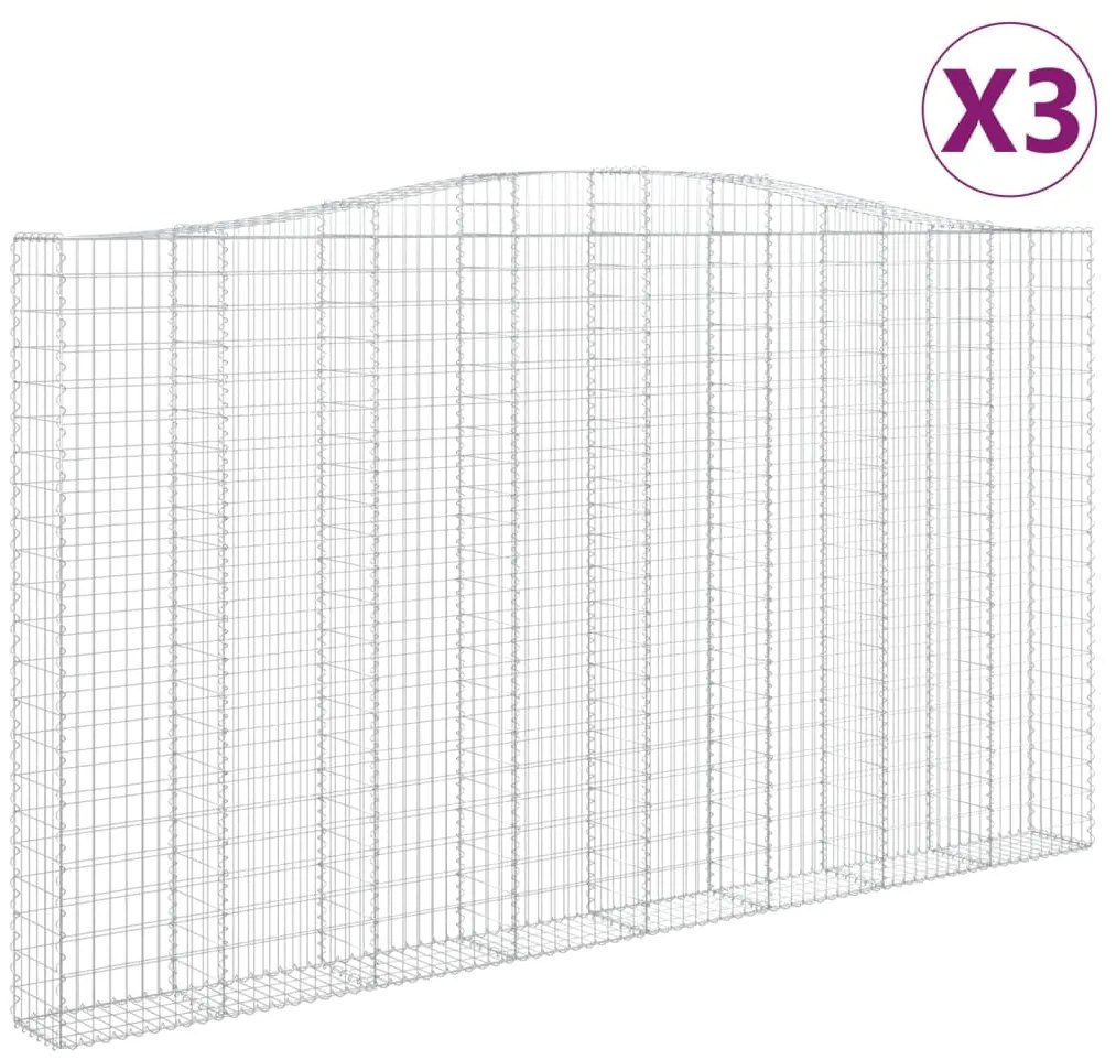 vidaXL Συρματοκιβώτια Τοξωτά 3 τεμ. 400x30x220/240 εκ. Γαλβαν. Ατσάλι