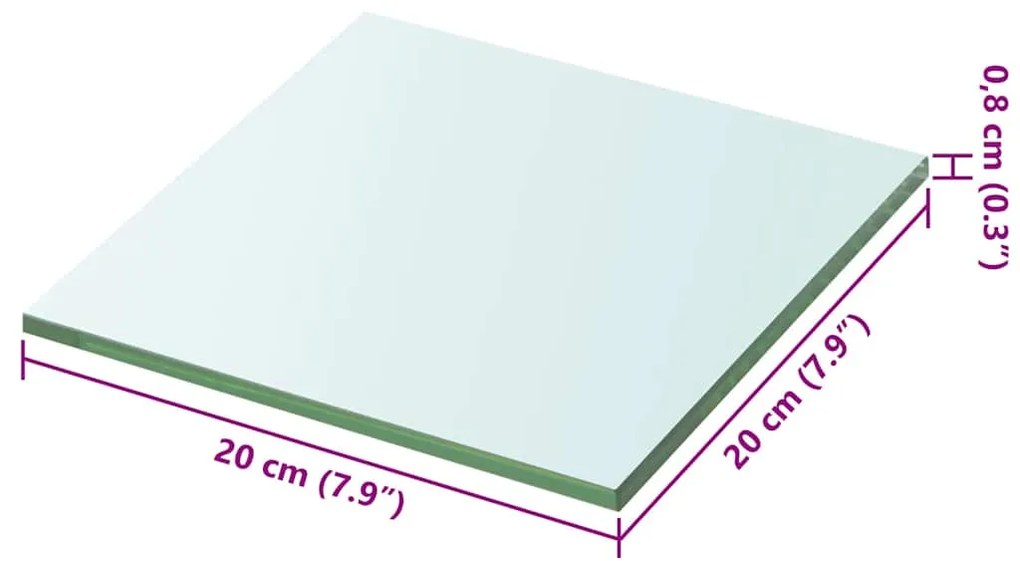vidaXL Ράφι Πάνελ Διάφανο 20 x 20 εκ. Γυάλινο