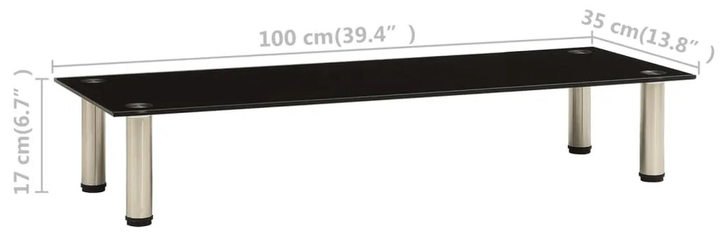 vidaXL Βάση Τηλεόρασης Μαύρη 100 x 35 x 17 εκ. από Ψημένο Γυαλί