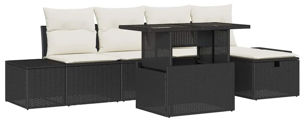 vidaXL Σετ Καναπέ Κήπου 7 pcs Μαύρο Πολυ ράταν