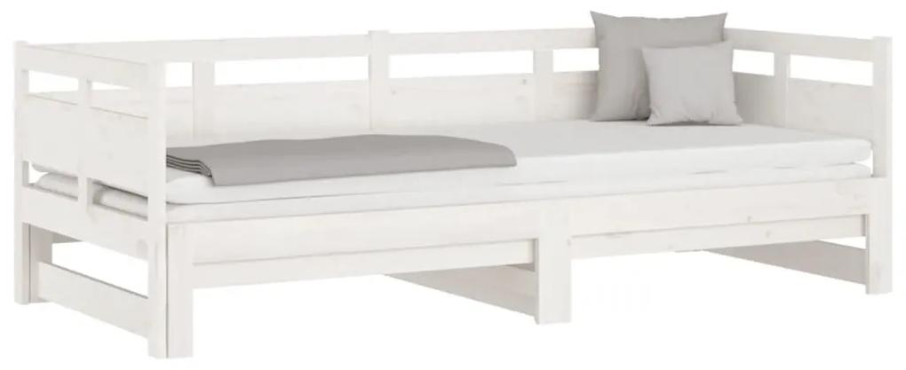 vidaXL Καναπές Κρεβάτι Συρόμενος Λευκός 2x(90x200) εκ. από Μασίφ Πεύκο