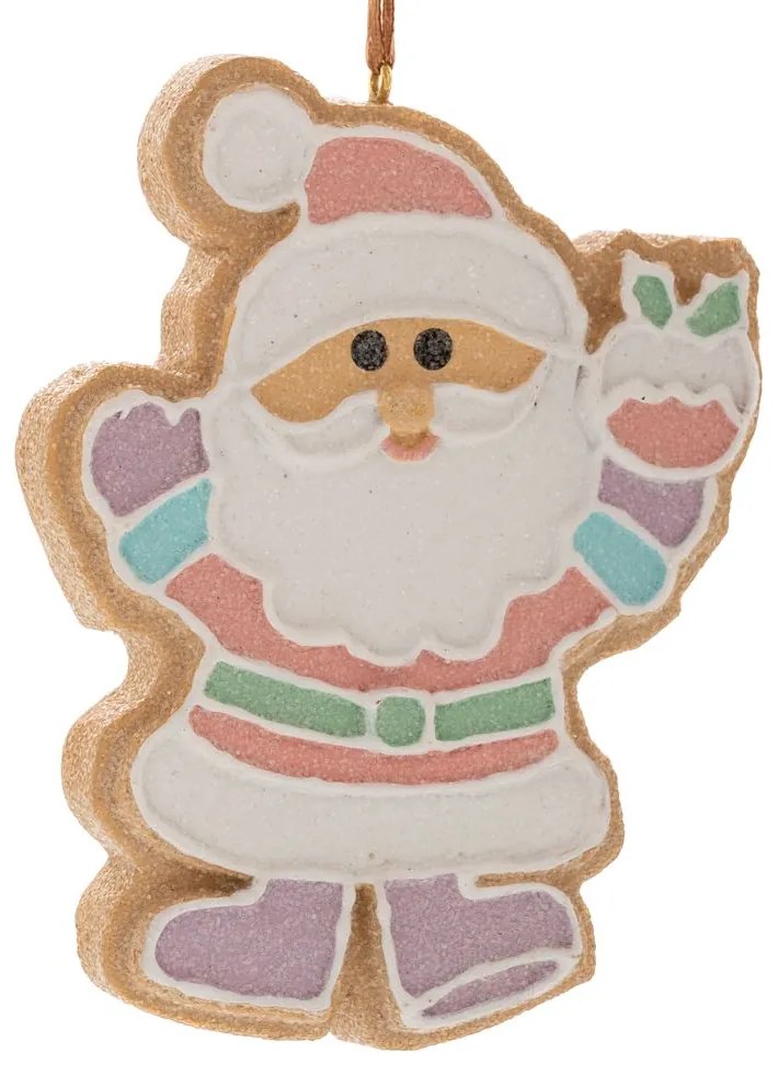 Χριστουγεννιάτικο Κρεμαστό Στολίδι Άγιος Βασίλης Gingerbread Polyresin Παστέλ 8x2x10εκ. iliadis 87233