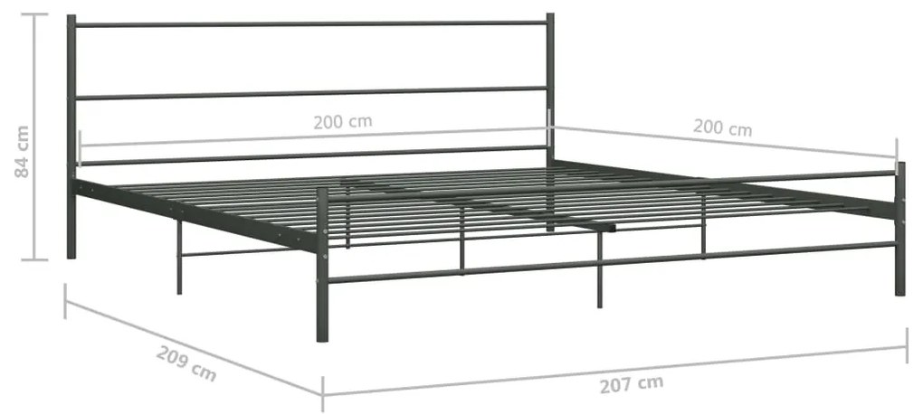vidaXL Πλαίσιο Κρεβατιού Γκρι 200 x 200 εκ. Μεταλλικό