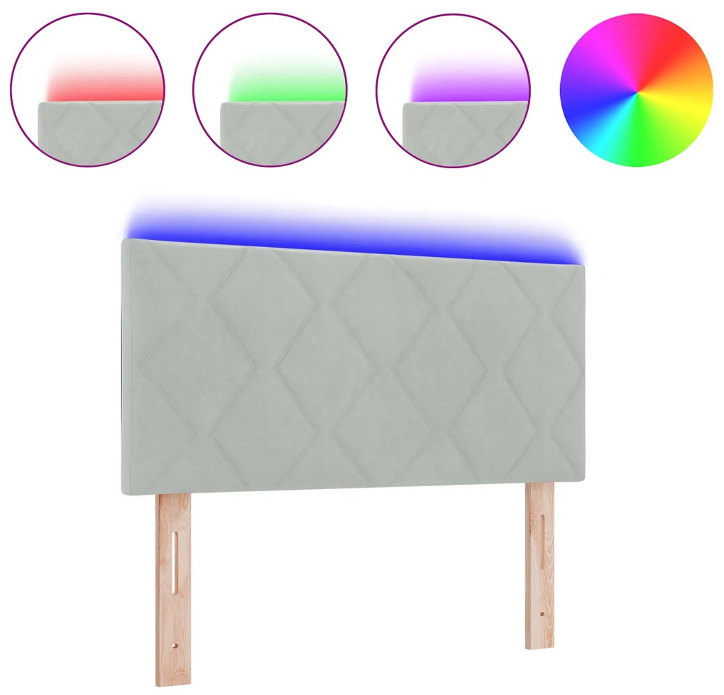 vidaXL LED Κεφαλάρι Διαμαντένια Μπλοκ Ανοιχτό Γκρι 90 εκ.