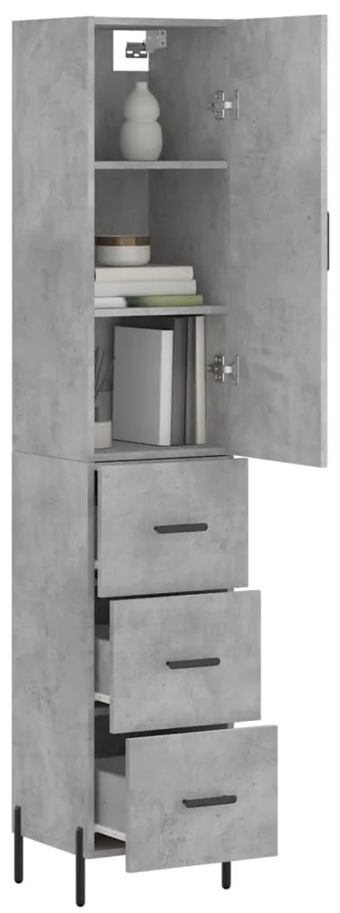 vidaXL Ντουλάπι Γκρι Σκυροδέματος 34,5x34x180 εκ. Επεξεργασμένο Ξύλο