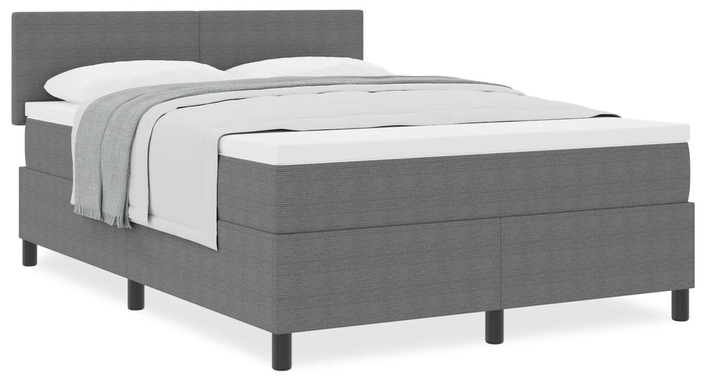 vidaXL Κρεβάτι με Στρώμα Γκρι 140x200 εκ. Βελούδο