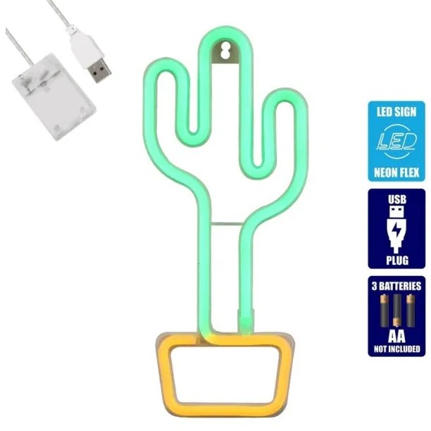 Διακοσμητικό Φωτιστικό Neon Led Cactus 78574 Globostar-78574-Πράσινο 78574