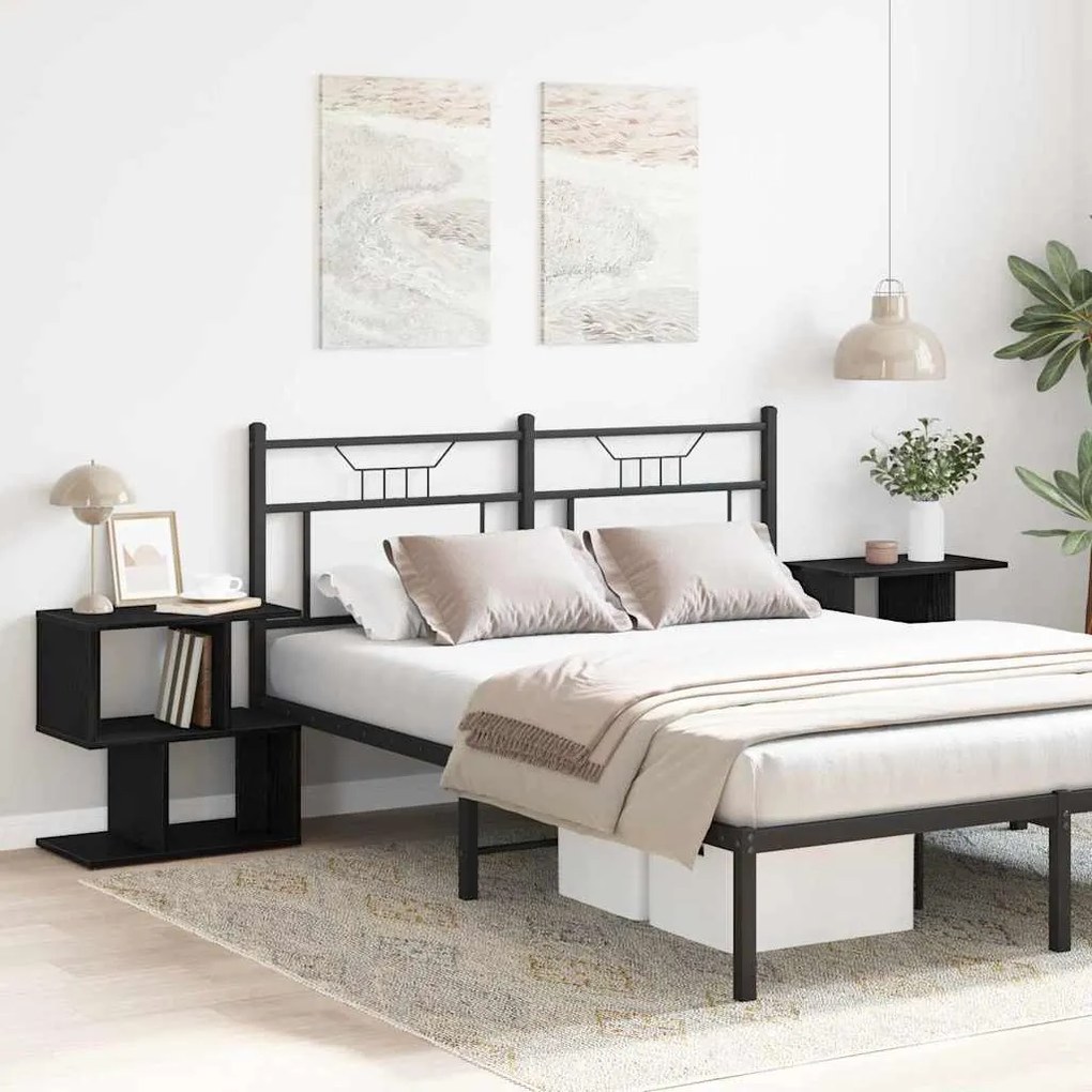 vidaXL Κομοδίνο 2 pcs Μαύρη δρυς 50 x 30 x 51,5 εκ. Επεξεργασμένο ξύλο