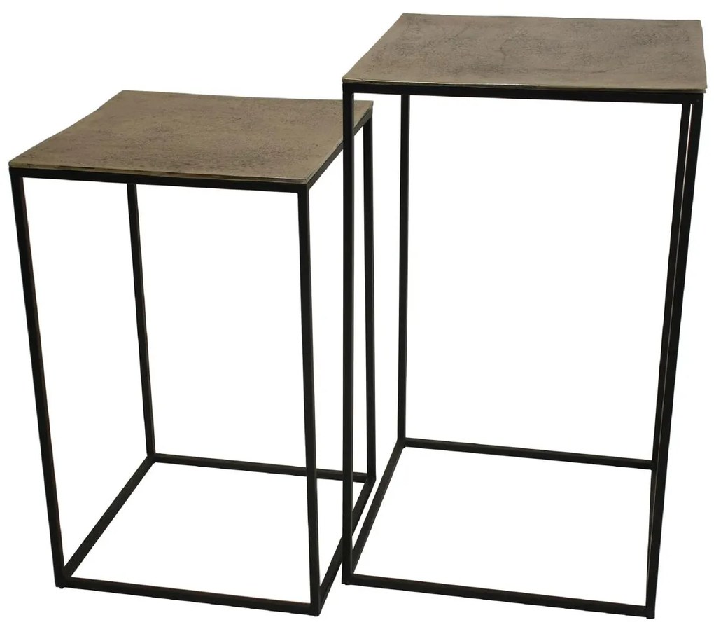 Τραπεζάκι ArteLibre Χρυσό Αλουμίνιο 45x45x70cm Σετ 2Τμχ-05152638