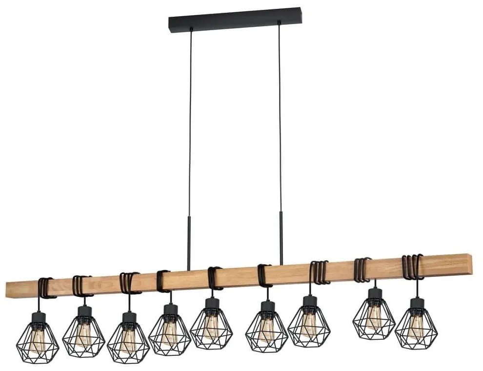 Φωτιστικό Οροφής Ράγα Townshend 5 43134 Black-Brown Eglo Metal,Wood