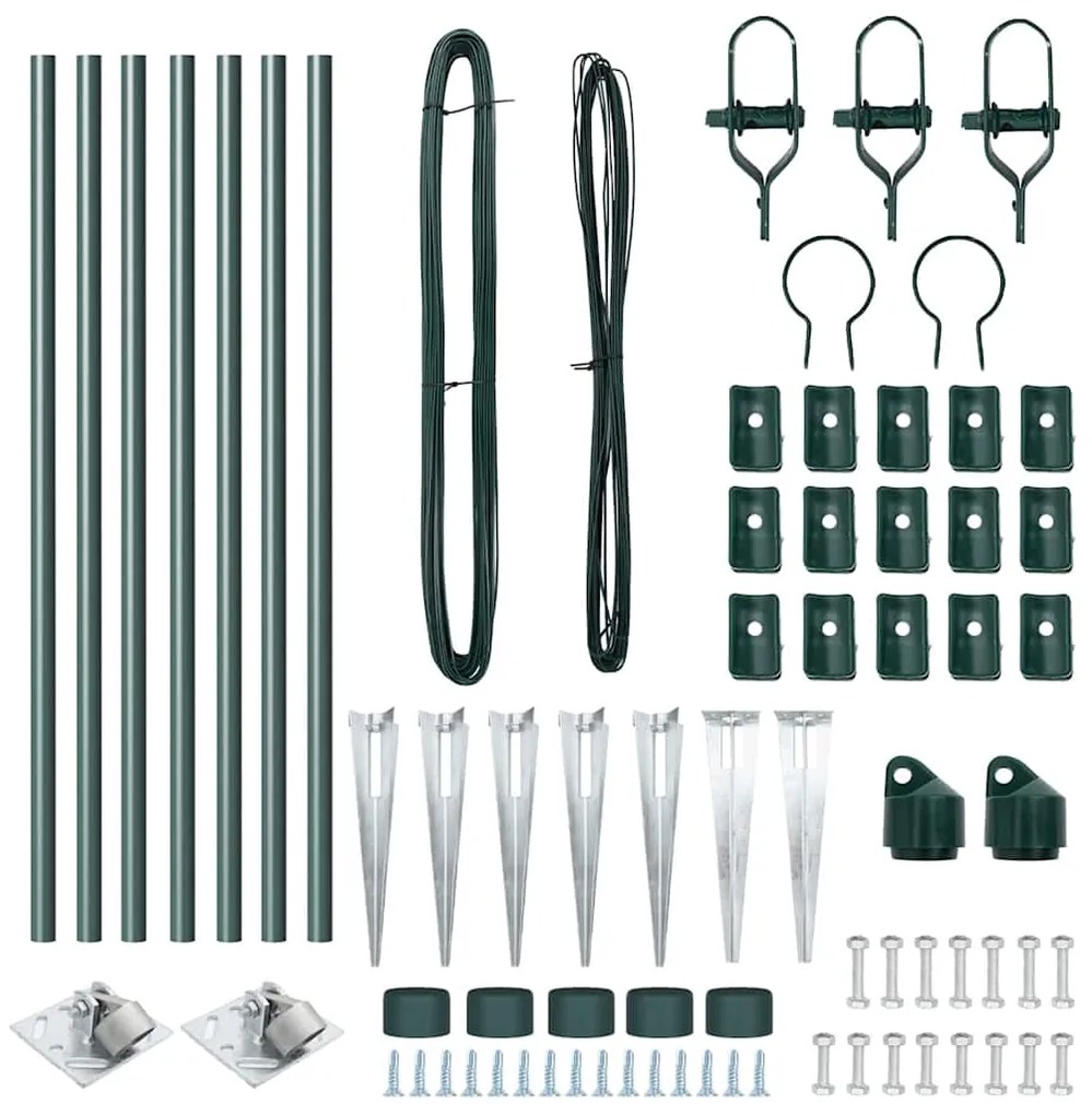 vidaXL Πό posts φράχτη 7 pcs Πράσινο Ø32mm 120 εκ