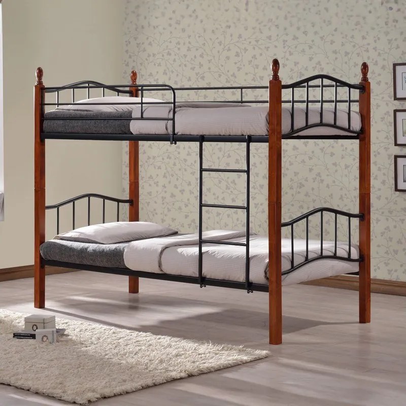 Κρεβάτι Κουκέτα Faryn (Για Στρώμα 90x190cm) 330-000010 100x200x157cm Walnut-Black Μονό