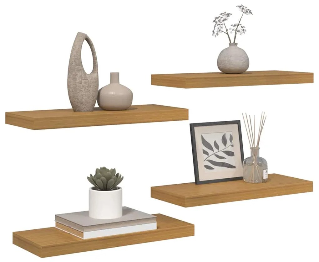 vidaXL Ράφι Τοίχου 4 pcs Μπεζ 50 x 23 x 4 εκ. Επεξεργασμένο ξύλο