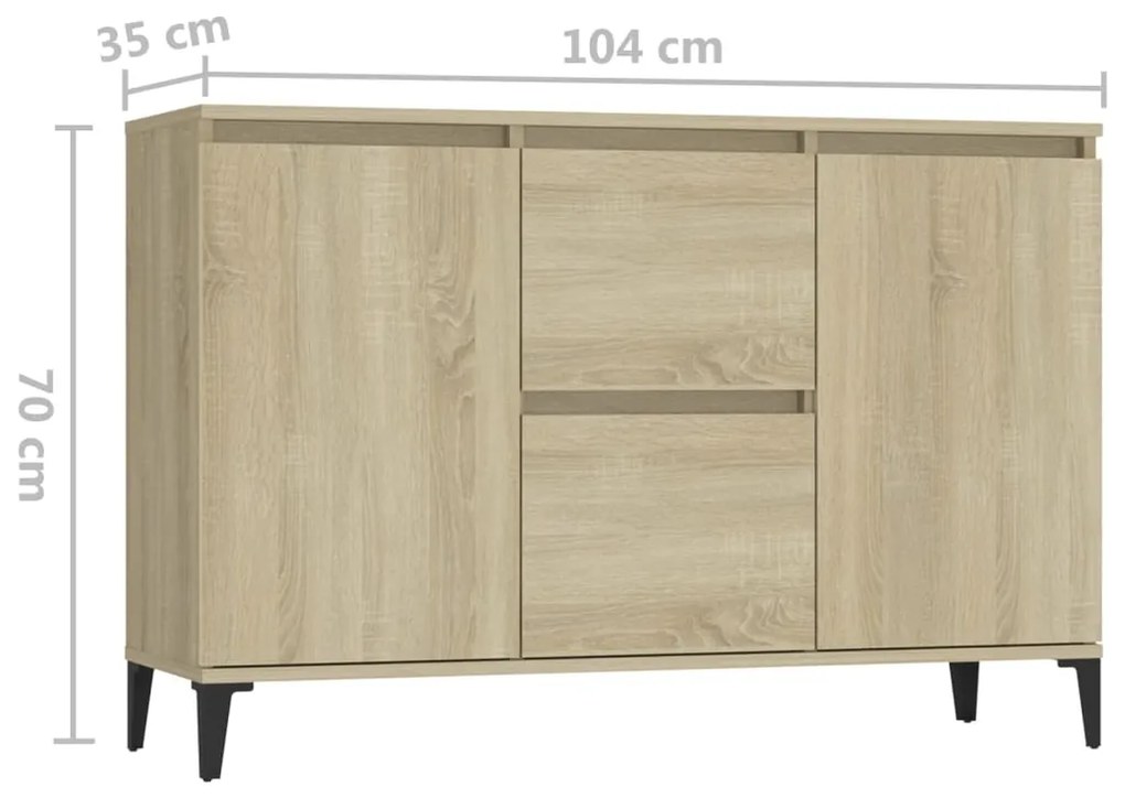 vidaXL Μπουφές Sonoma Δρυς 102 x 35 x 70 εκ. από Επεξεργασμένο Ξύλο