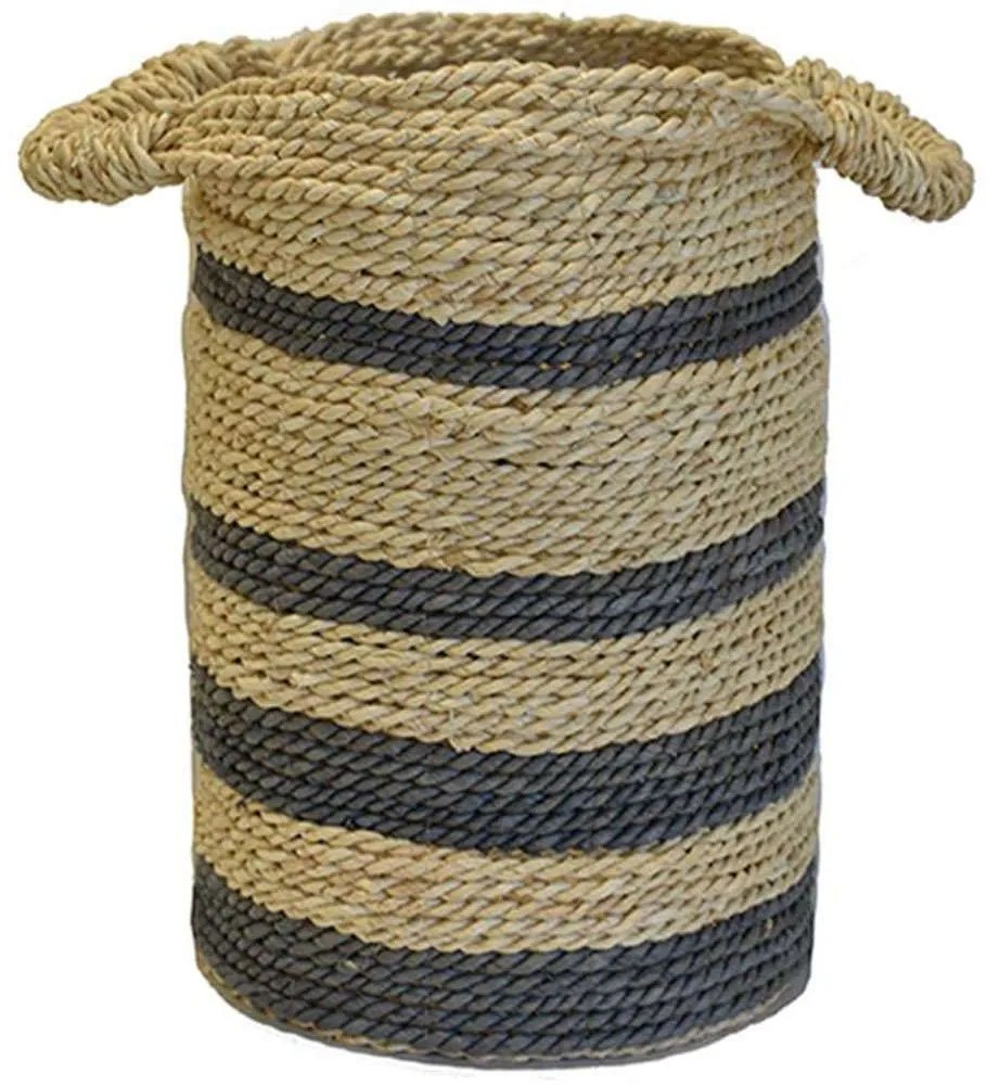 Καλάθι Ριγέ 00.06.67197 Φ35x37cm Ecru-Grey Rope
