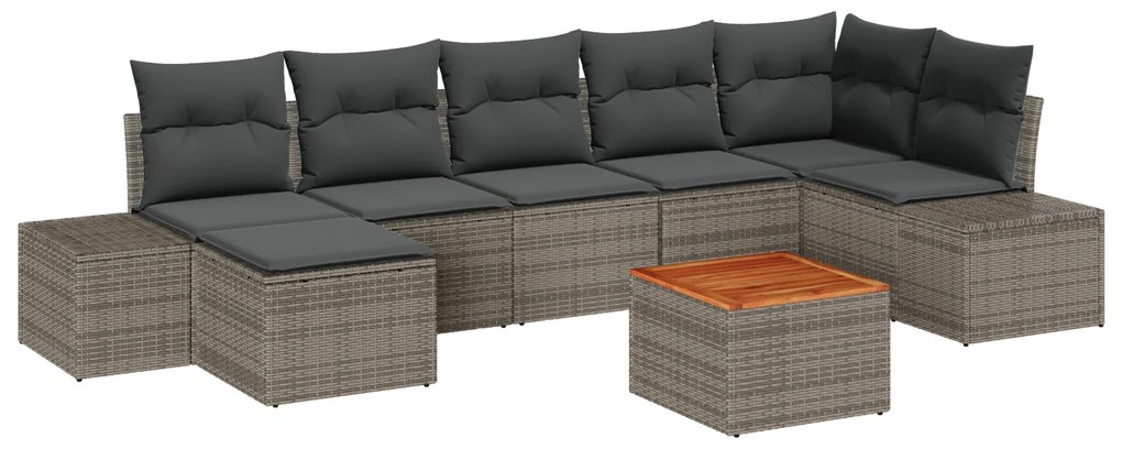 vidaXL Σετ Σαλονιού Κήπου 8 pcs Γκρι Πολυ ράταν