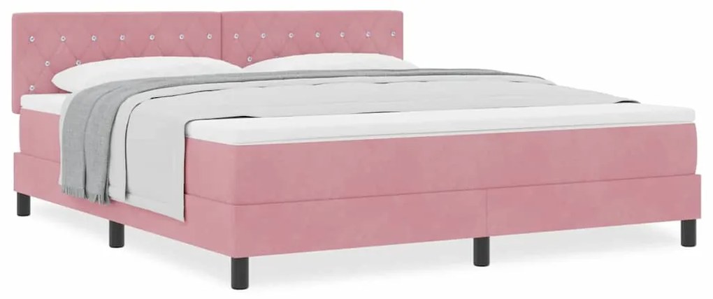 vidaXL Κρεβάτι με Ελατήρια και Στρώμα Ροζ 180 x 200 cm ύφασμα