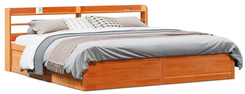vidaXL Πλαίσιο Κρεβατιού με Κεφαλάρι 180x200 εκ Μασίφ Ξύλο Πεύκου