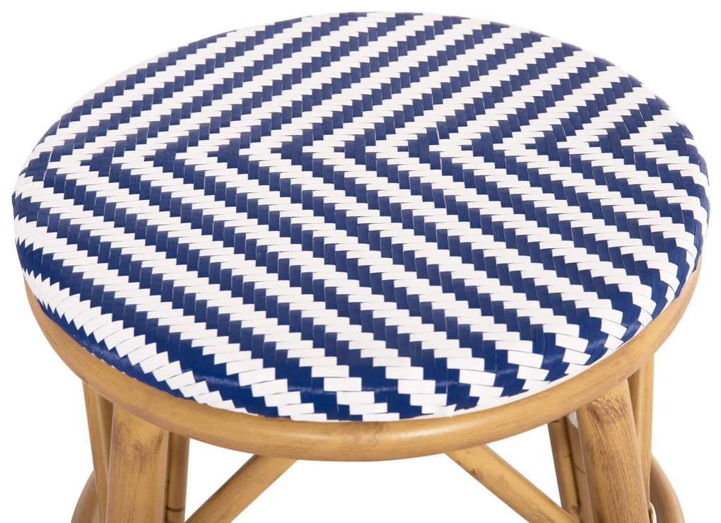 Σκαμπό CHINO C6285.05 Αλουμινίου Bamboo Look με Λευκό - Μπλε Textilene Φ36x46Υ εκ. 36x36x46 εκ.