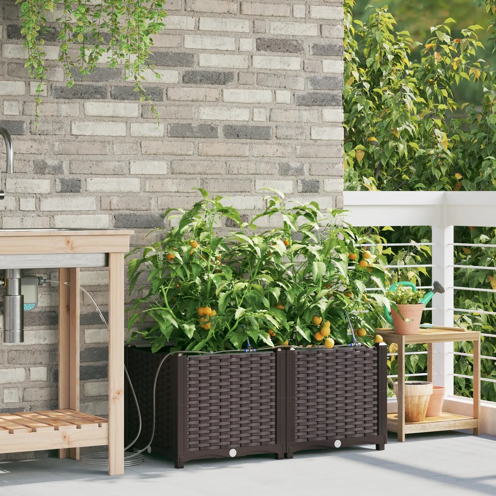 vidaXL Γλάστρες Κήπου 1 τεμ Καφέ 80 x 40 x 37.5 cm Πλαστικό