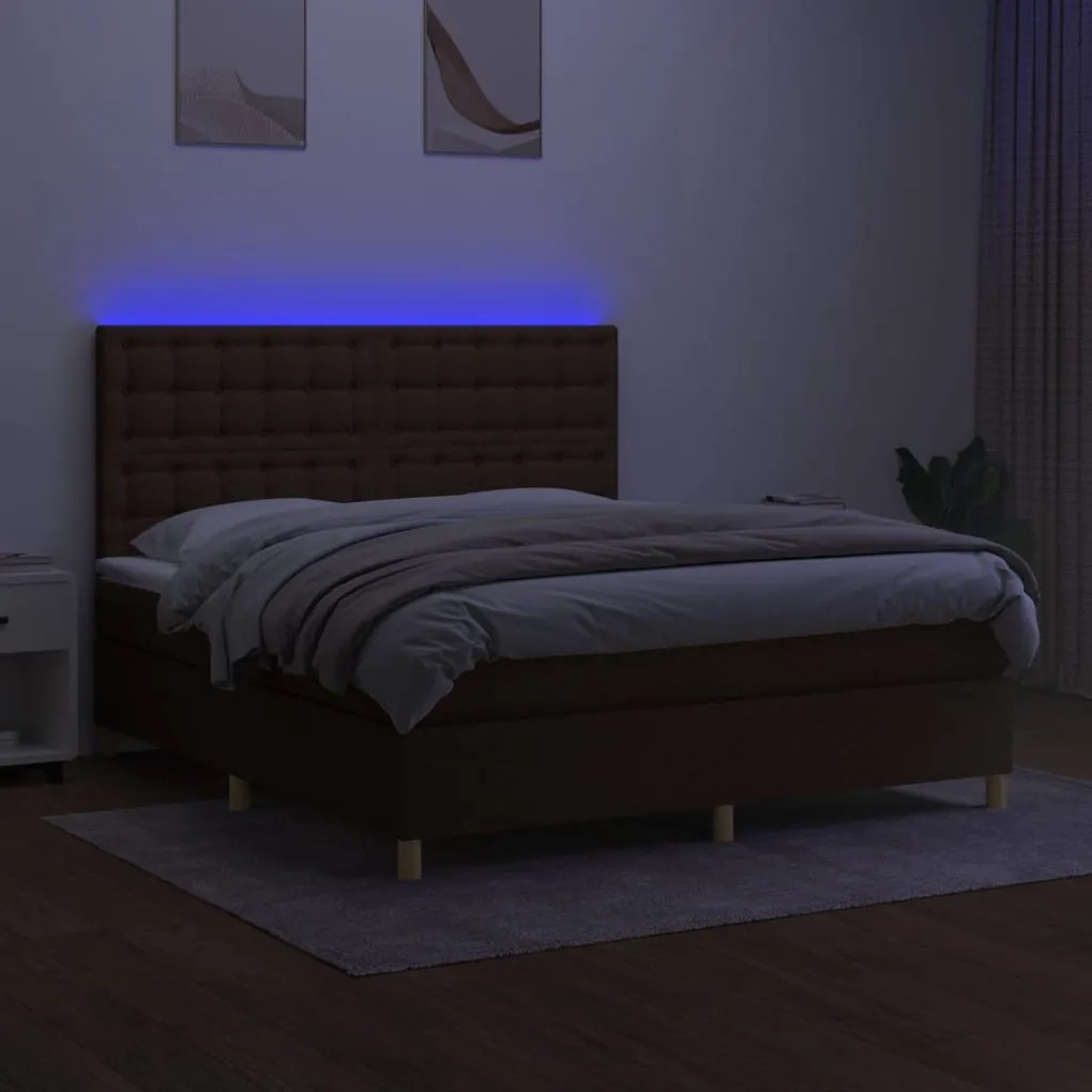 ΚΡΕΒΑΤΙ BOXSPRING ΜΕ ΣΤΡΩΜΑ &amp; LED ΣΚ.ΚΑΦΕ 180X200ΕΚ. ΥΦΑΣΜΑΤΙΝΟ 3135776