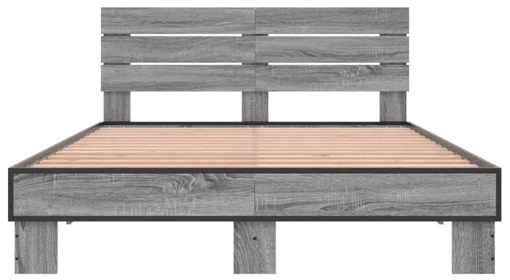 Πλαίσιο Κρεβατιού Γκρι Sonoma 140x190 εκ. Επεξ. Ξύλο &amp; Μέταλλο - Γκρι
