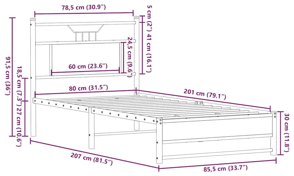 ΠΛΑΙΣΙΟ ΚΡΕΒΑΤΙΟΥ ΧΩΡ. ΣΤΡΩΜΑ SONOMA ΔΡΥΣ 80X200ΕΚ ΕΠΕΞ. ΞΥΛΟ 4106953