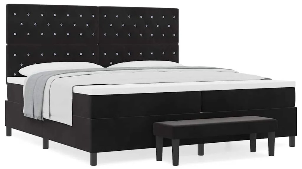 vidaXL Κρεβάτι με ελατήρια με στρώμα Μαύρο 200 x 200 cm Βελούδο