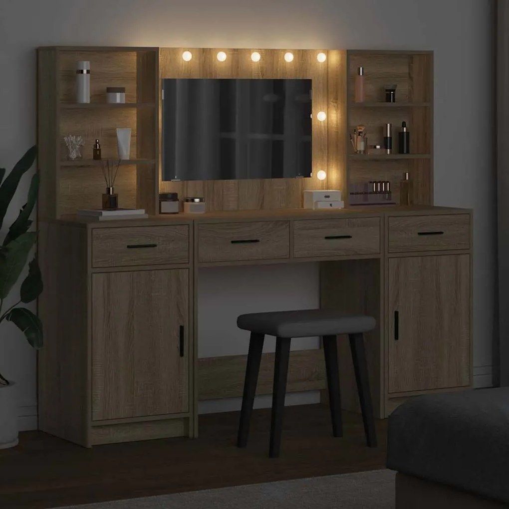 vidaXL Σετ Τραπεζιού Μακιγιάζ 3 pcs Δρύς Sonoma 78.5 x 41 x 135 εκ