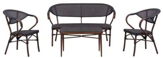 ΣΕΤ ΣΑΛΟΝΙ 4ΤΜΧ BALIN ΑΛΟΥΜΙΝΙΟΥ BAMBOO LOOK ΚΑΦΕ HM5573
