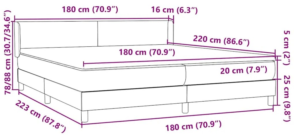 BOX SPRING ΚΡΕΒΑΤΙ ΜΕ ΣΤΡΩΜΑ ΣΚΟΥΡΟ ΜΠΛΕ 180X220 CM ΒΕΛΟΥΔΙΝΟ 3318001