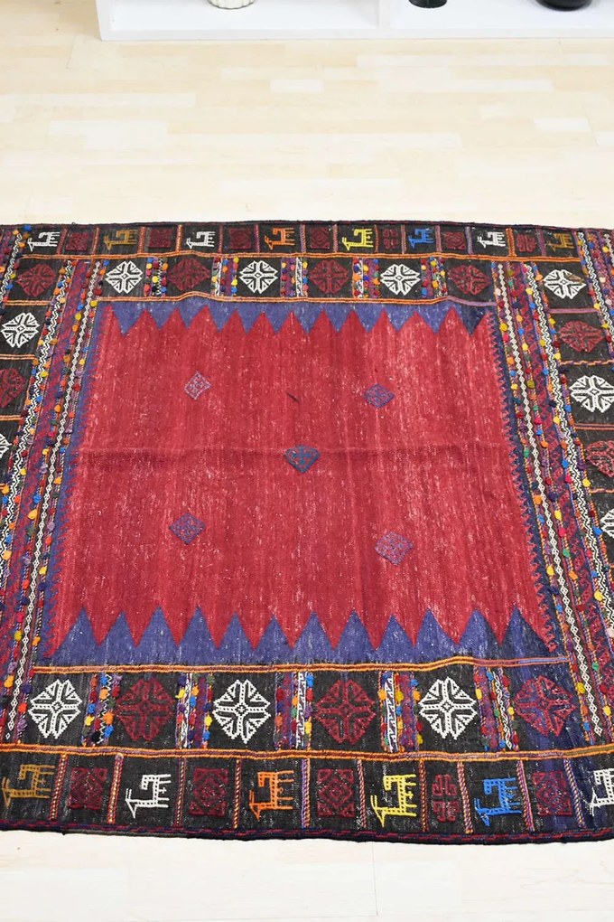 Χειροποίητο Χαλί Persian Kilim Wool Red-Blue-Black 137Χ135 137Χ135cm