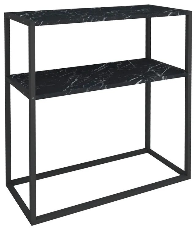 Κονσόλα Castel Megapap μεταλλική - μελαμίνης χρώμα μαύρο εφέ μαρμάρου 90x33,5x90εκ.