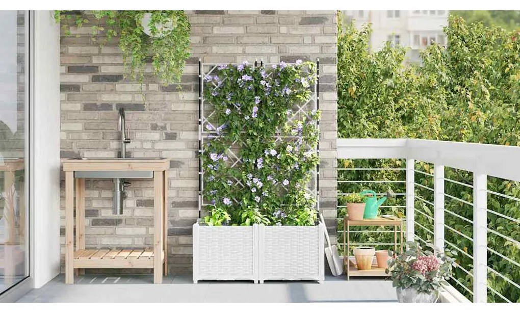 vidaXL Κηποτινάκι με Τρέλα 2 pcs Λευκό 80 x 40 x 143 εκ. PP