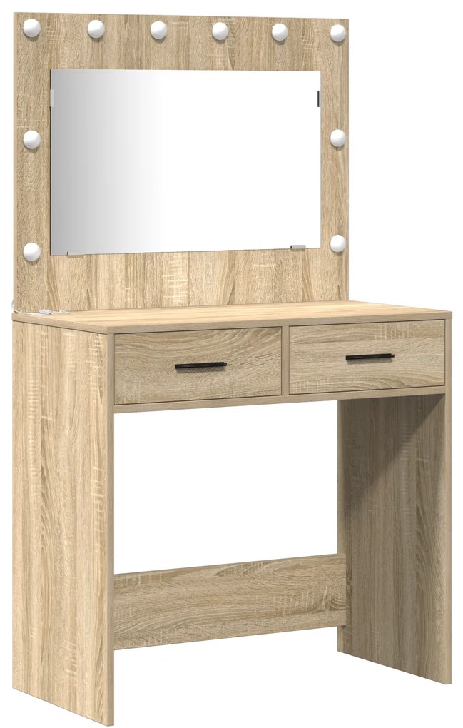 vidaXL Σετ από Dressing Table 2 Τεμαχίων με LED σε Σομόνα Δρυς