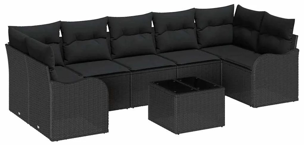 vidaXL Σετ Καναπέ Κήπου με μαξιλάρι 8 pcs Μαύρο 55 x 55 x 37 εκ